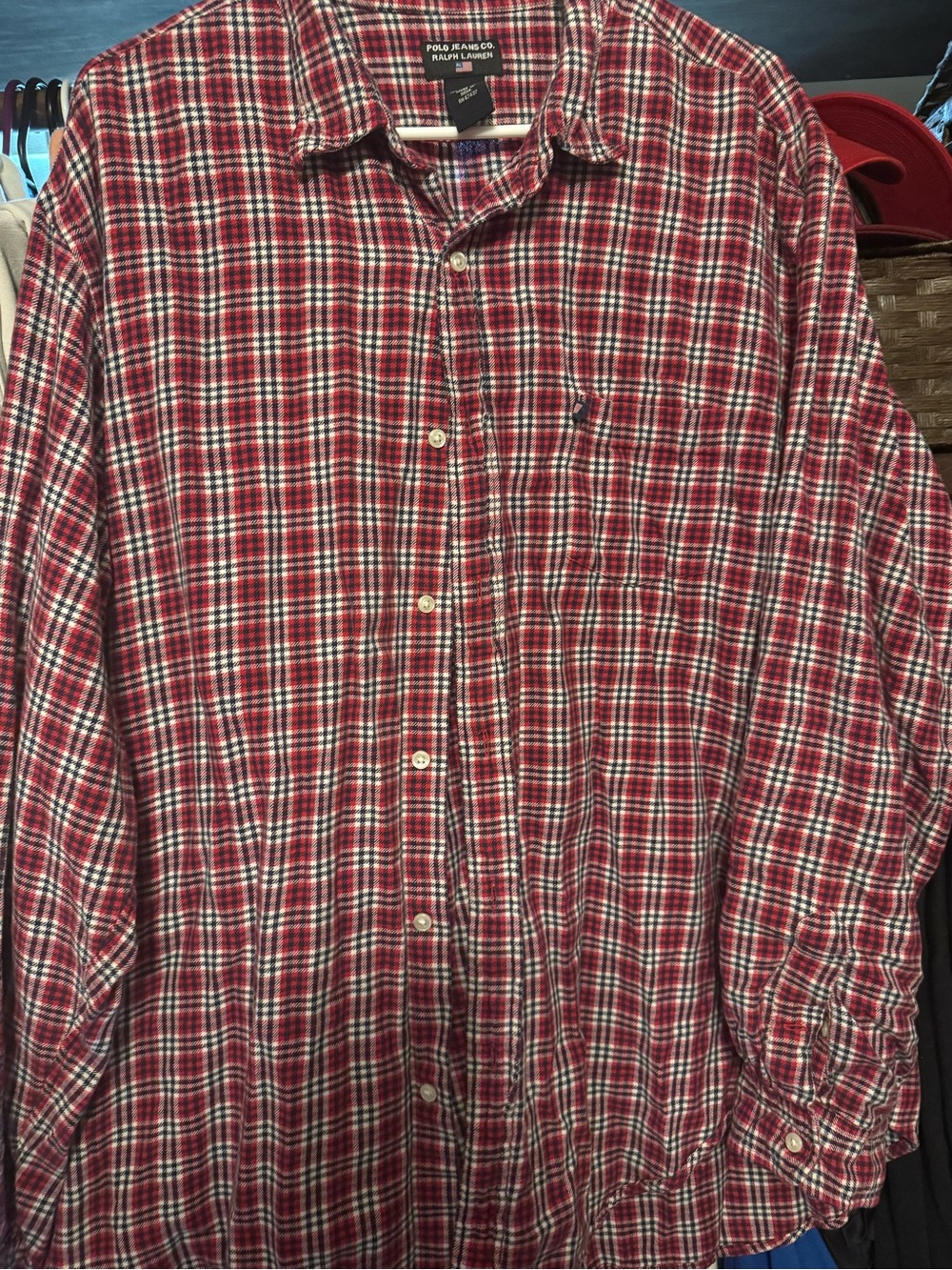 Ralph Lauren Red & White Plaid Button-Down Shirt